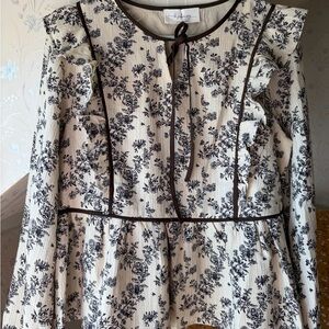 Floral Print Ruffle Blouse